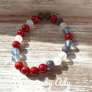 Sea glass Coral beaded bracelet